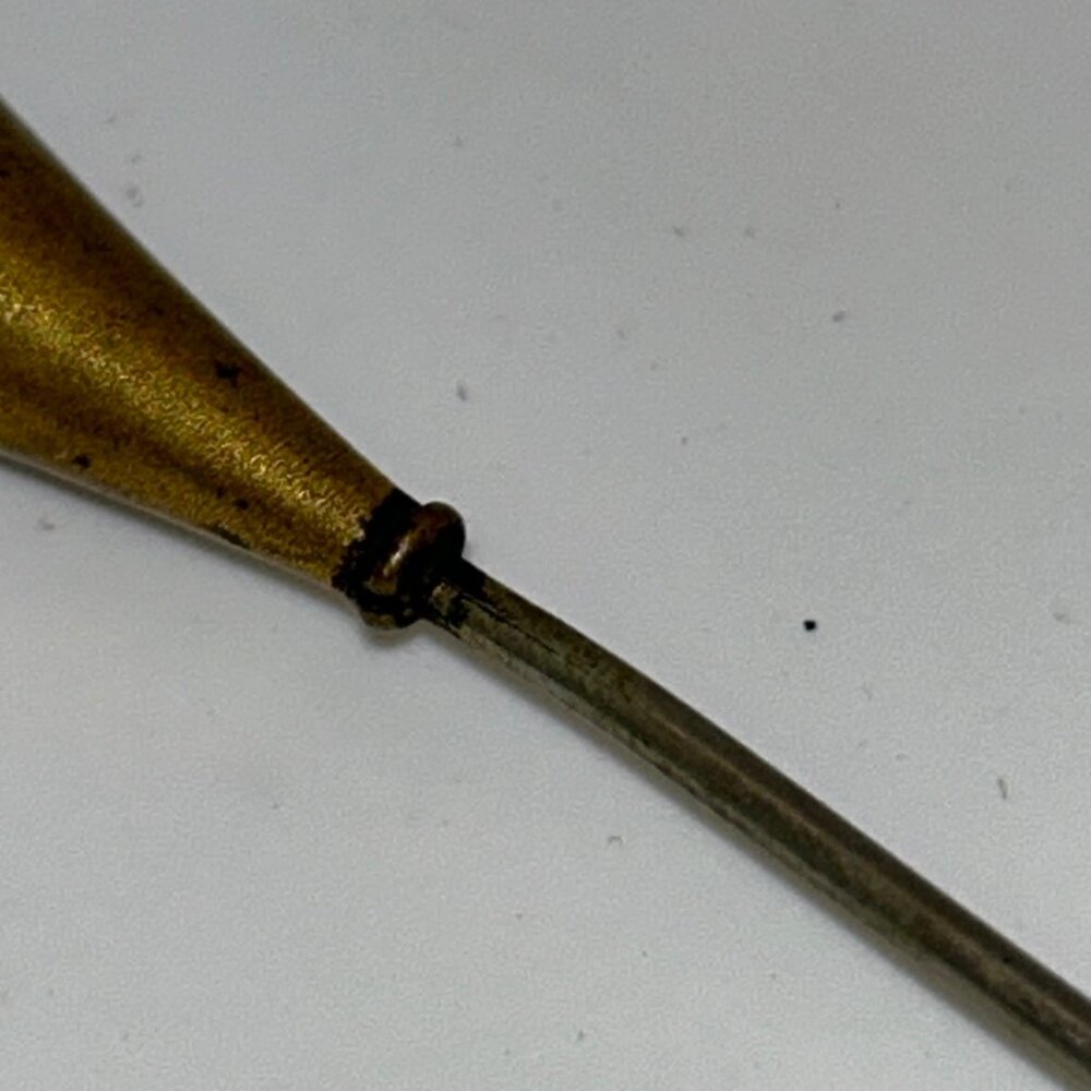 Antique Gold-Tone Hat Pin Victorian Edwardian 1900s Estate Millinery 10 inch - Picture 2 of 10